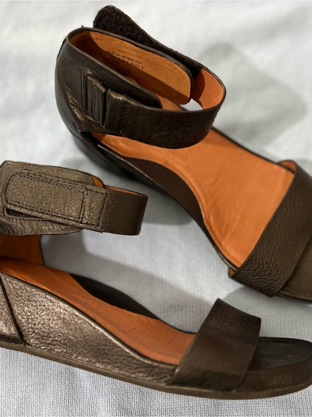 Kenneth Cole Gentle Soles Black Leather Ankle-Strap Wedge 7M